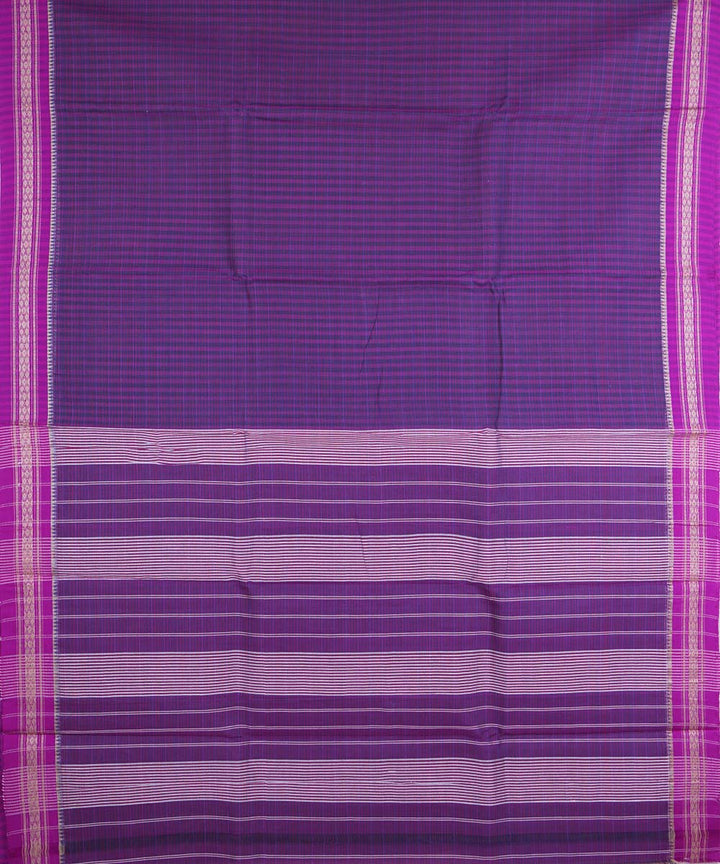 Dark purple handloom cotton narayanapet saree