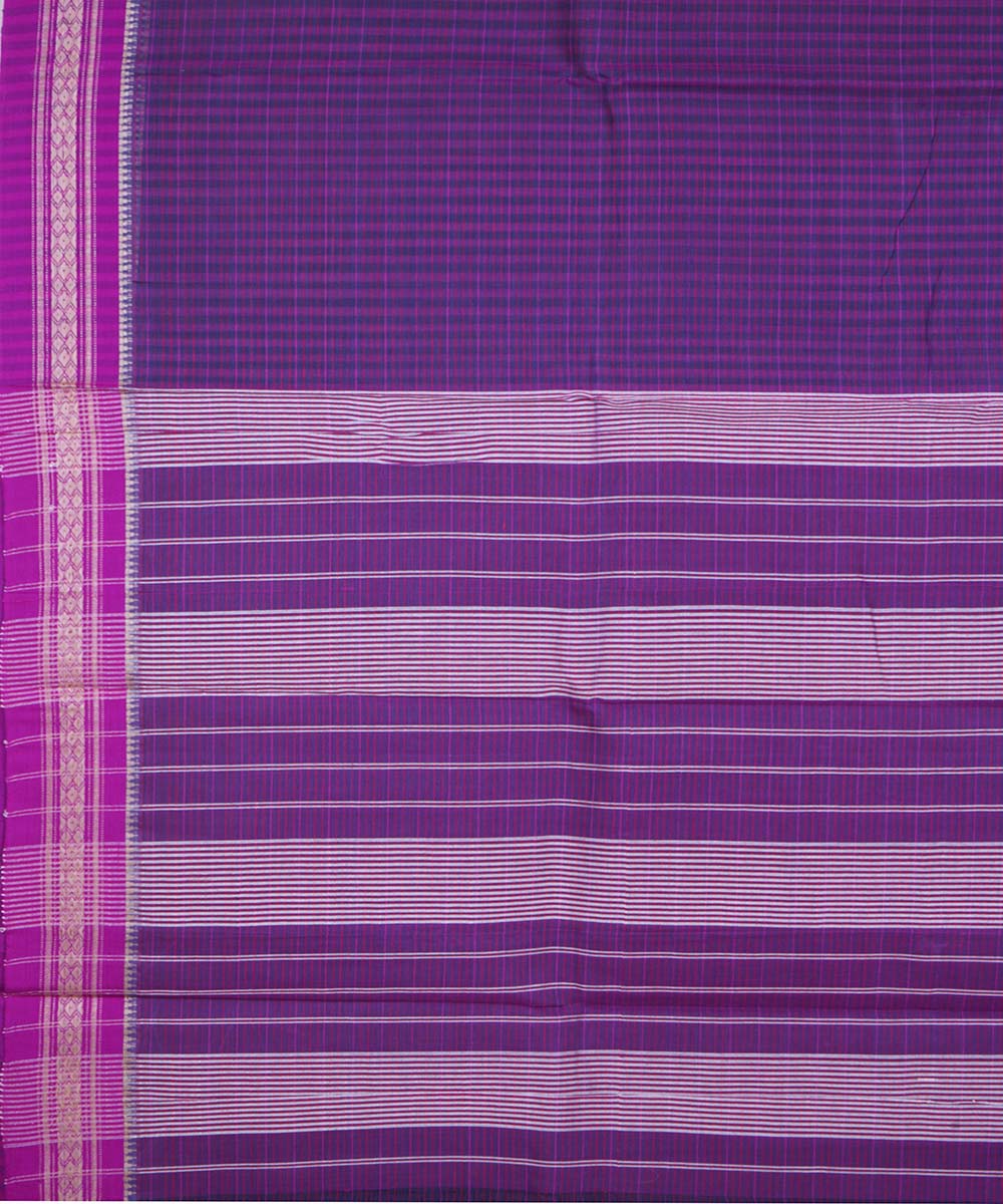 Dark purple handloom cotton narayanapet saree
