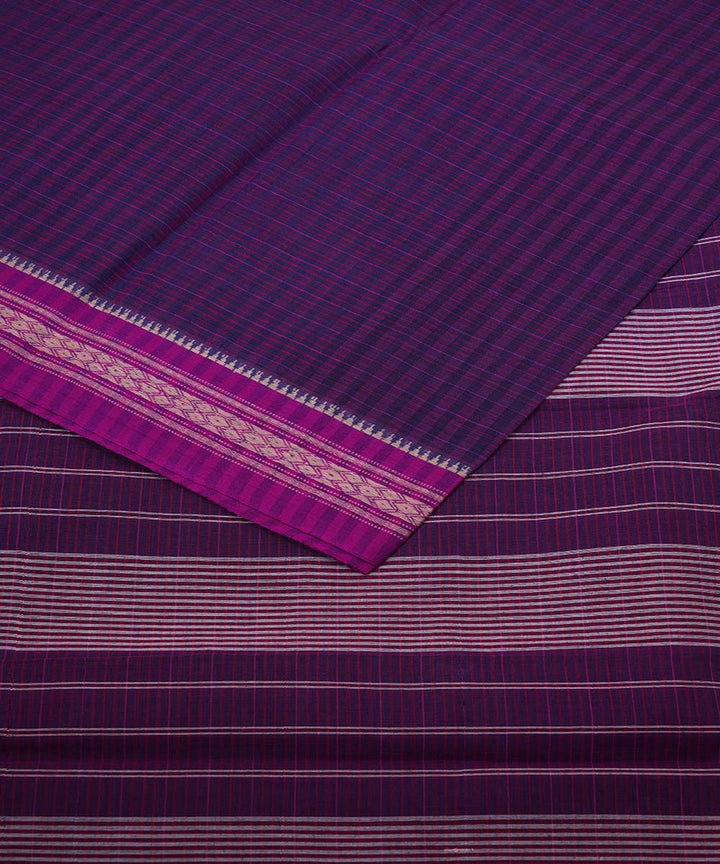 Dark purple handloom cotton narayanapet saree