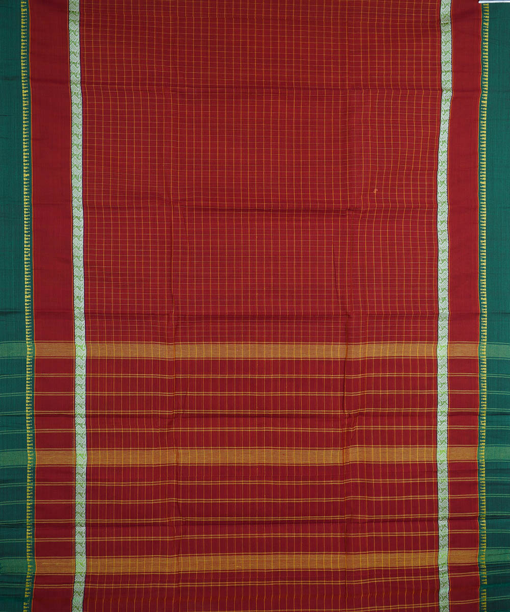 Maroon and green handloom cotton narayanapet saree