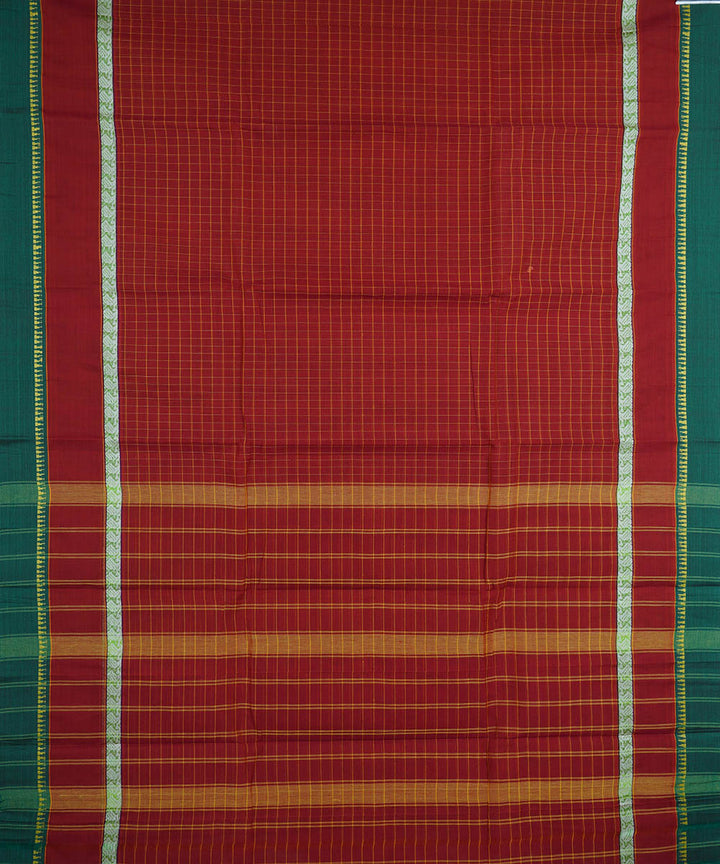 Maroon and green handloom cotton narayanapet saree