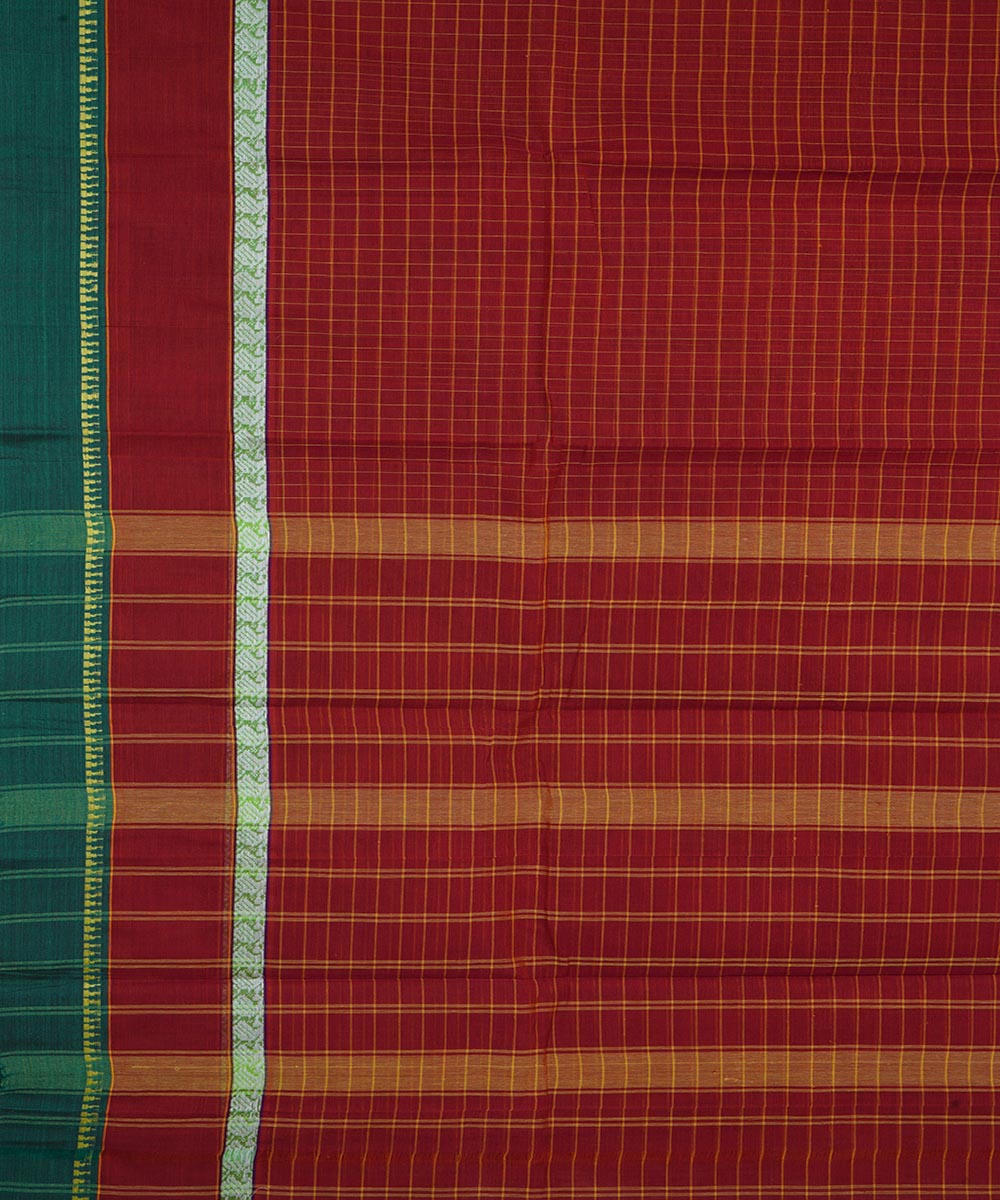 Maroon and green handloom cotton narayanapet saree