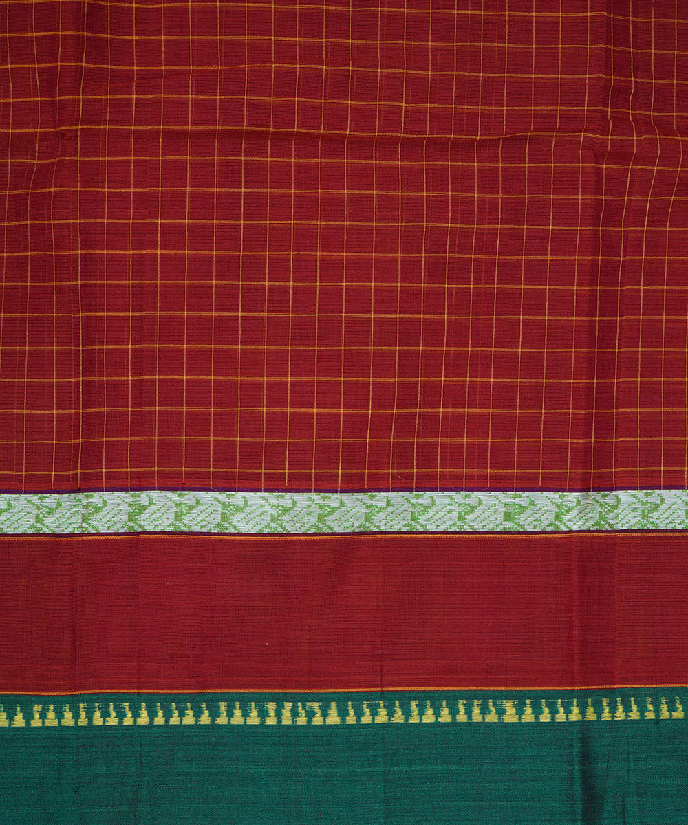 Maroon and green handloom cotton narayanapet saree