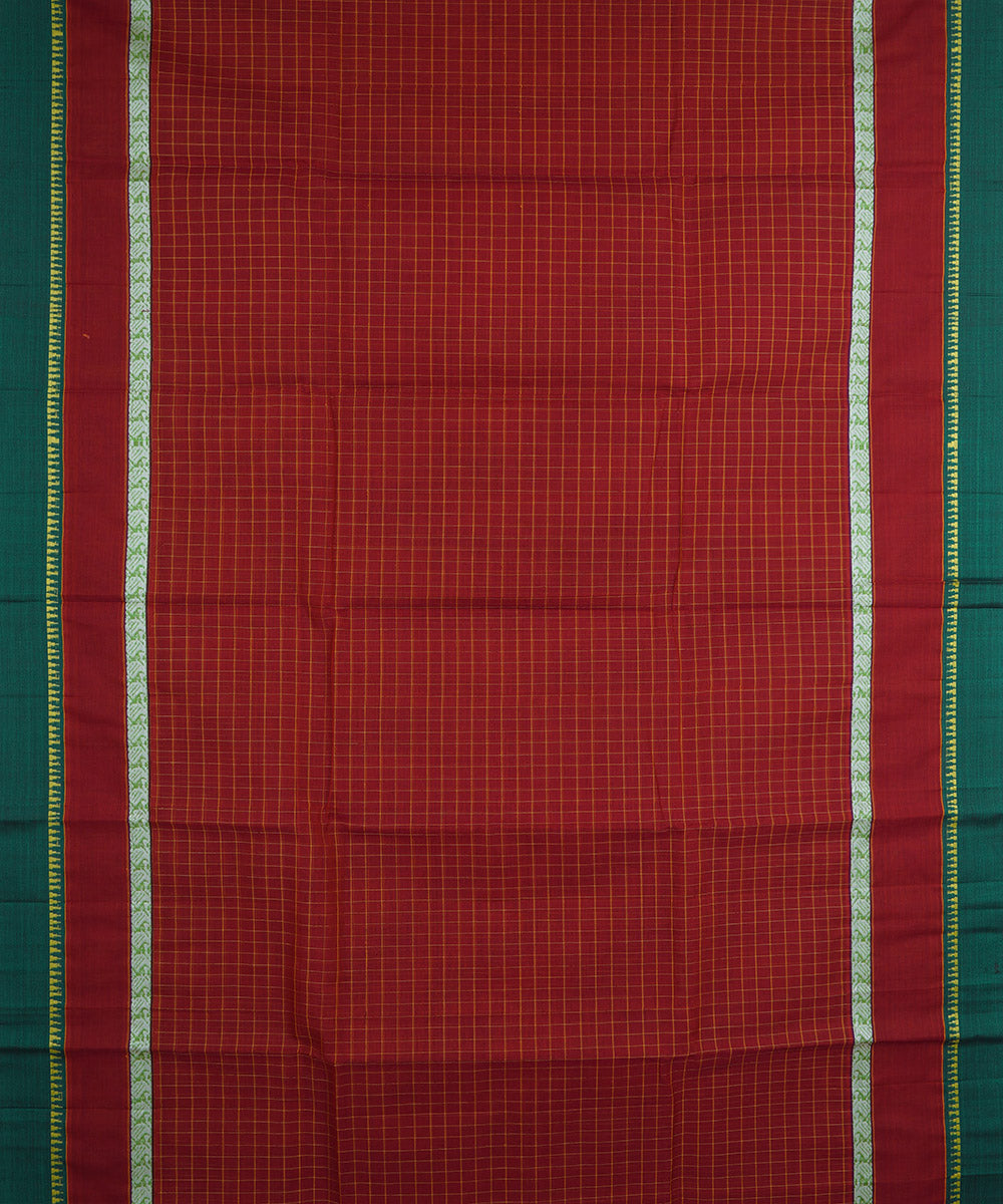 Maroon and green handloom cotton narayanapet saree