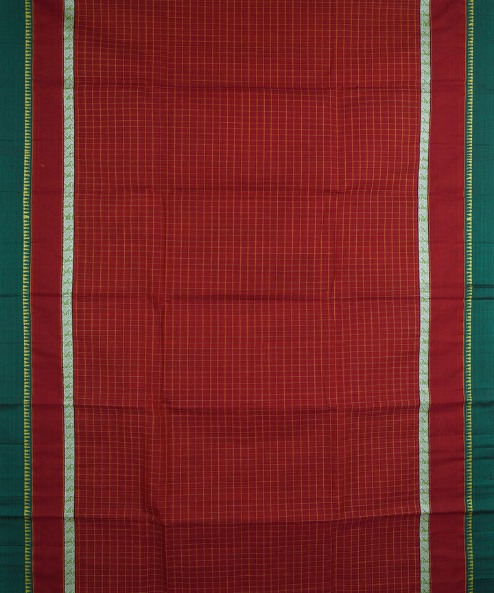 Maroon and green handloom cotton narayanapet saree
