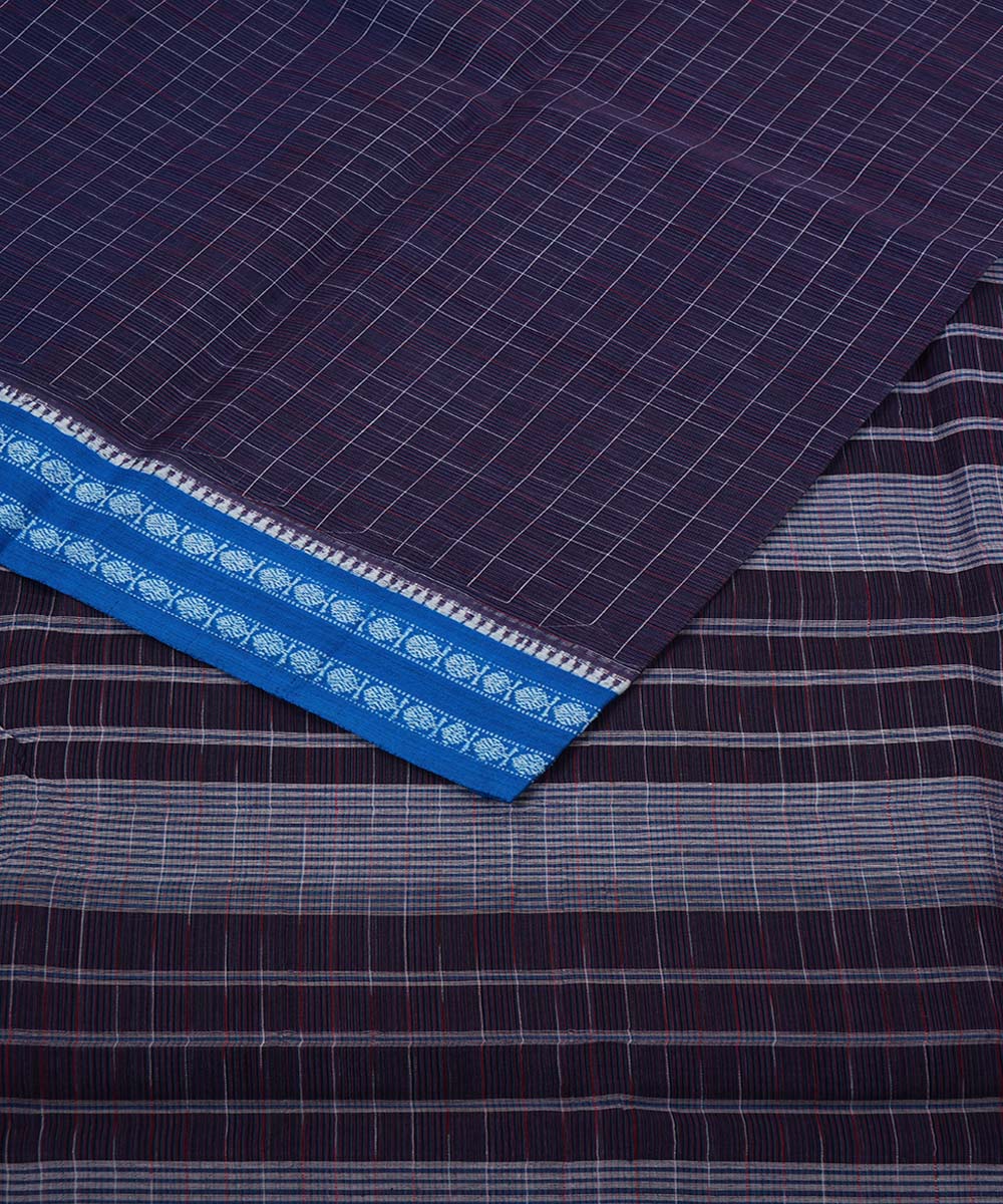 Dark and light blue handloom cotton narayanapet saree