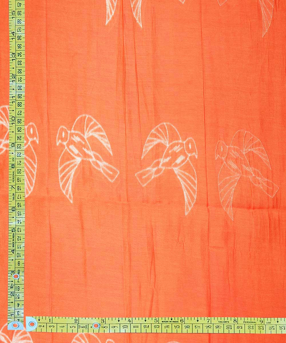 2.5m Orange handcrafted cotton silk shibori kurta material