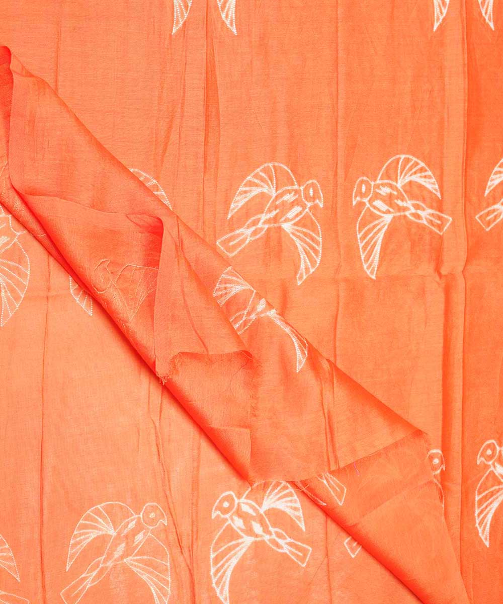 2.5m Orange handcrafted cotton silk shibori kurta material