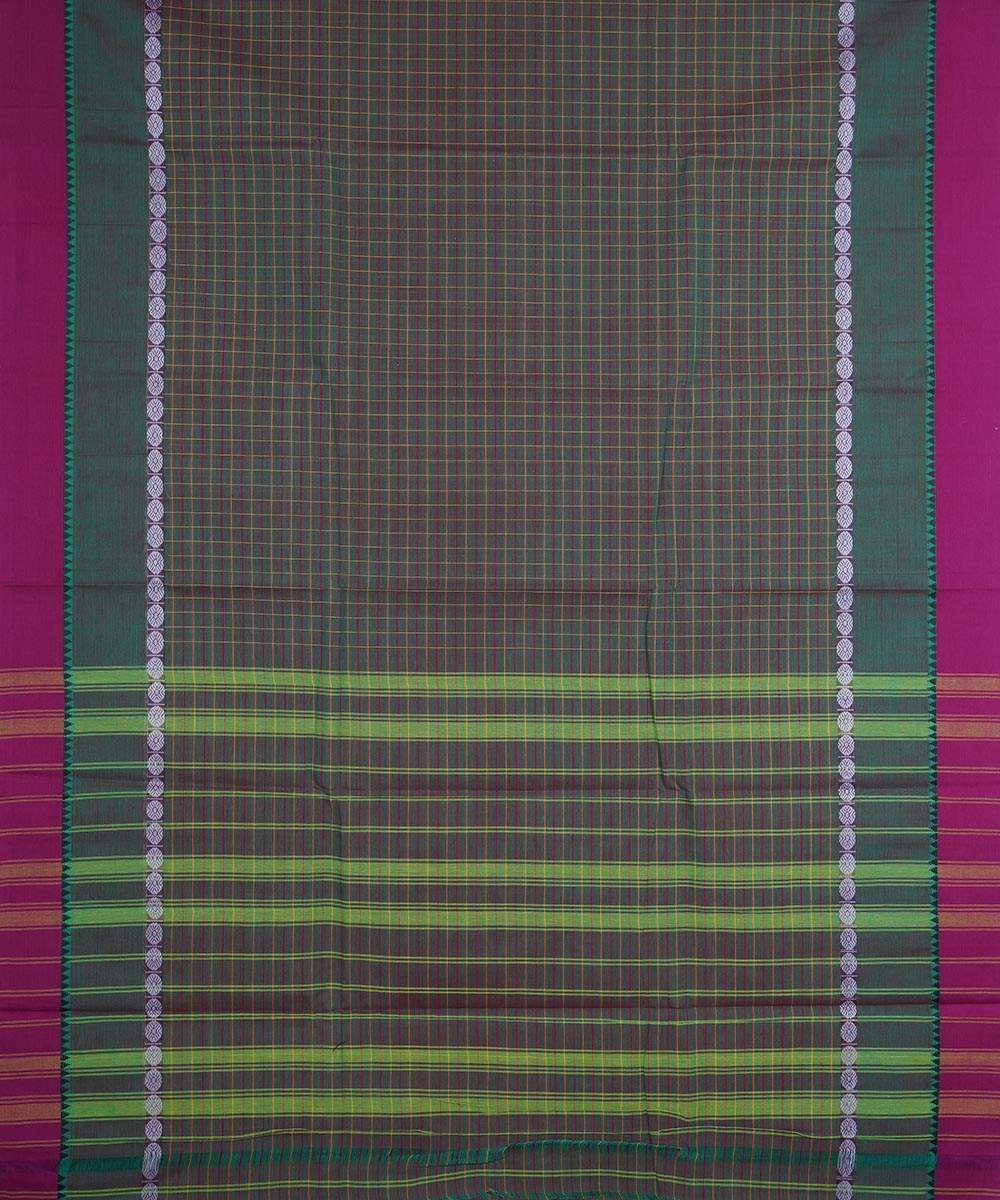 Dark green handloom cotton narayanapet saree