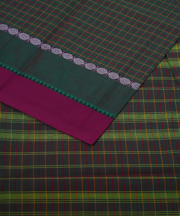 Dark green handloom cotton narayanapet saree