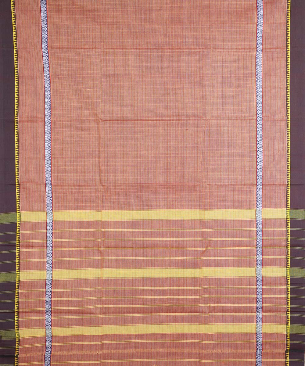 Orange brown handloom cotton narayanapet saree