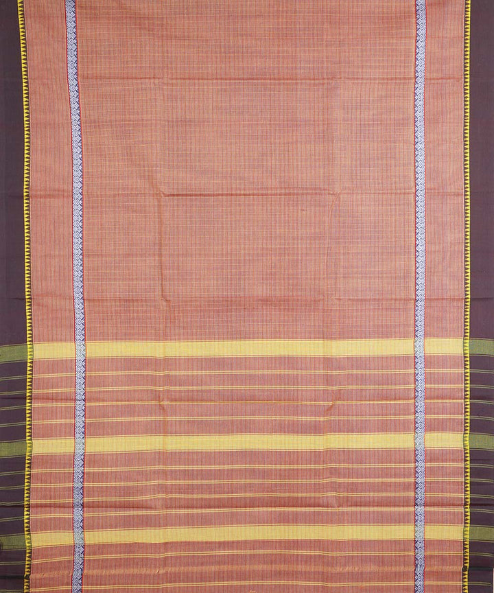 Orange brown handloom cotton narayanapet saree