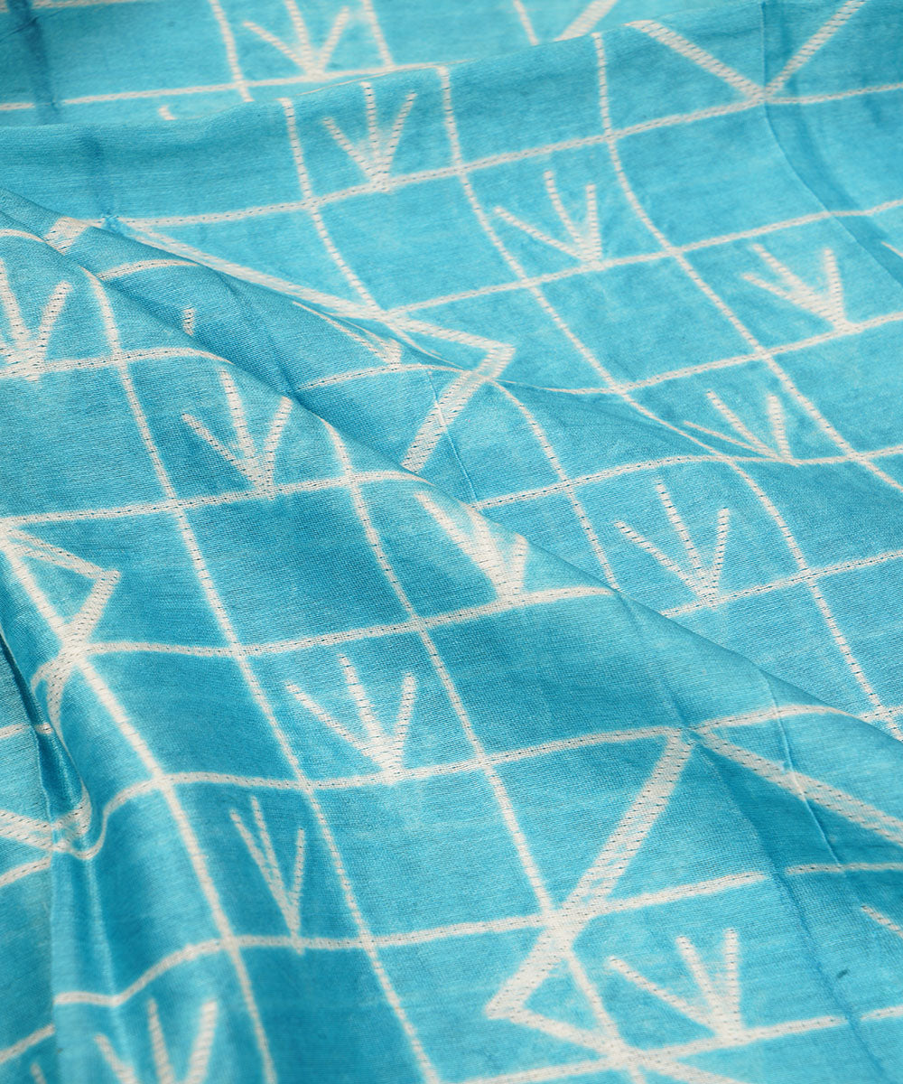 2.5m Sky blue handcrafted cotton silk shibori kurta material