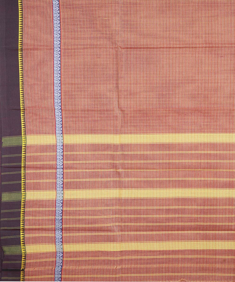 Orange brown handloom cotton narayanapet saree