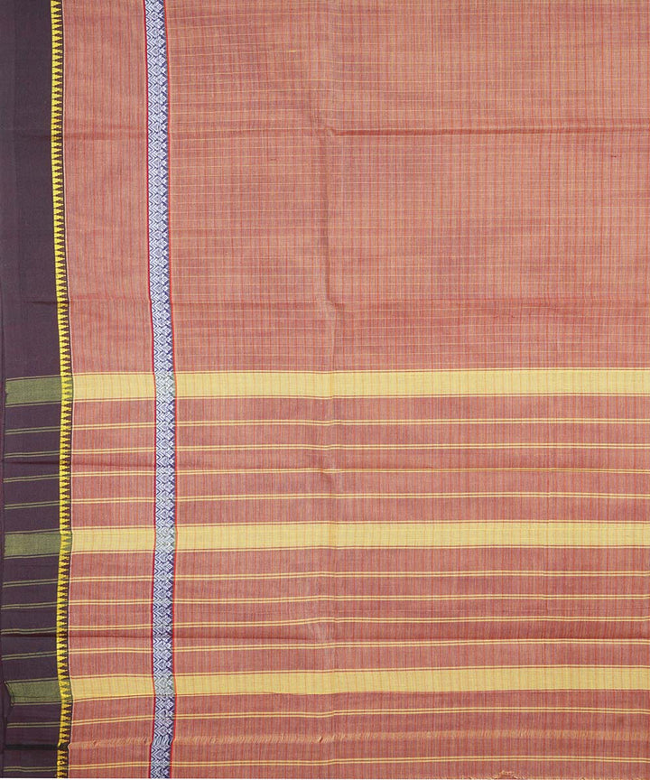 Orange brown handloom cotton narayanapet saree