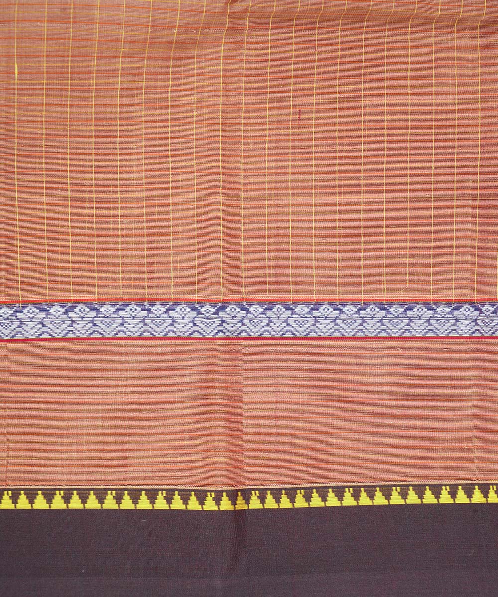 Orange brown handloom cotton narayanapet saree