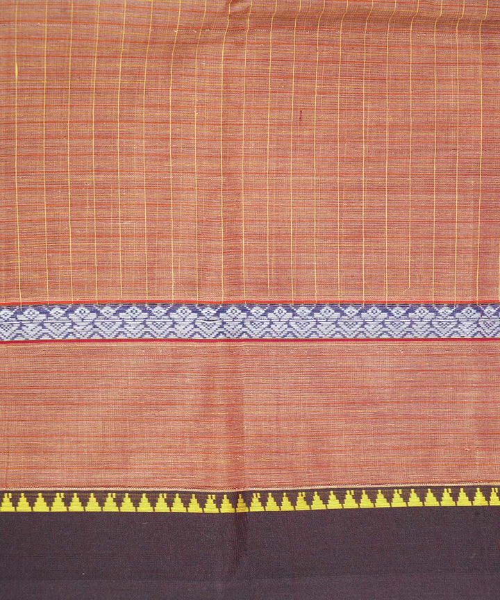 Orange brown handloom cotton narayanapet saree