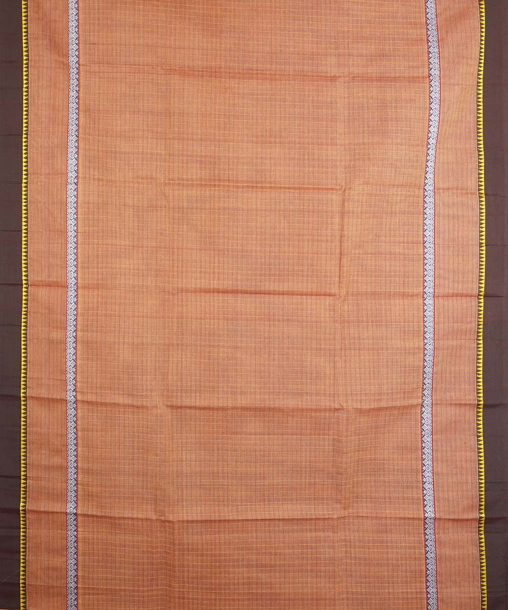 Orange brown handloom cotton narayanapet saree