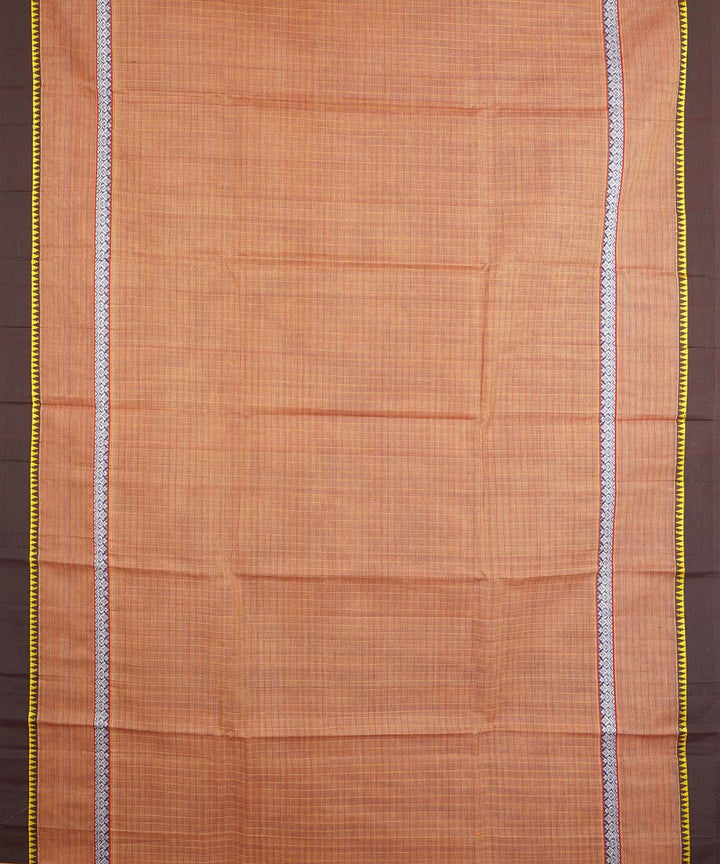 Orange brown handloom cotton narayanapet saree