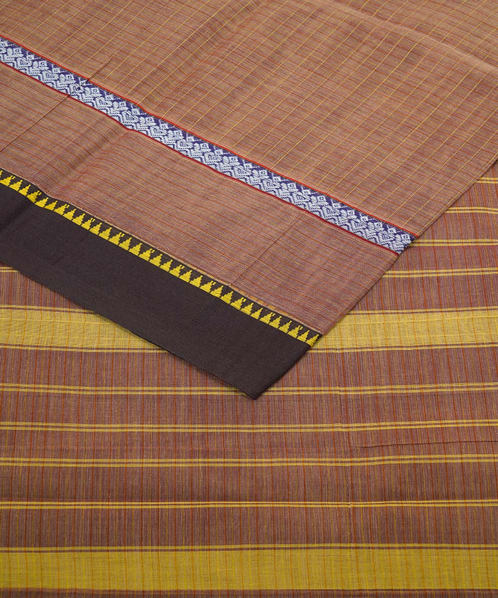 Orange brown handloom cotton narayanapet saree