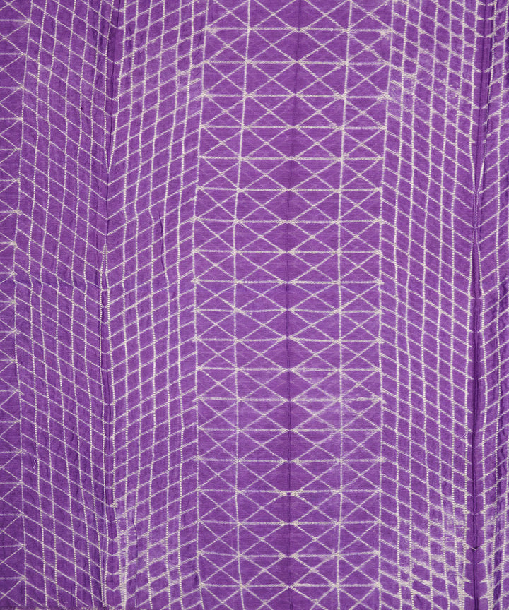 2.5m Purple hand crafted cotton silk shibori kurta material