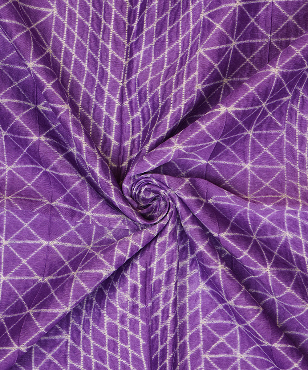 2.5m Purple hand crafted cotton silk shibori kurta material