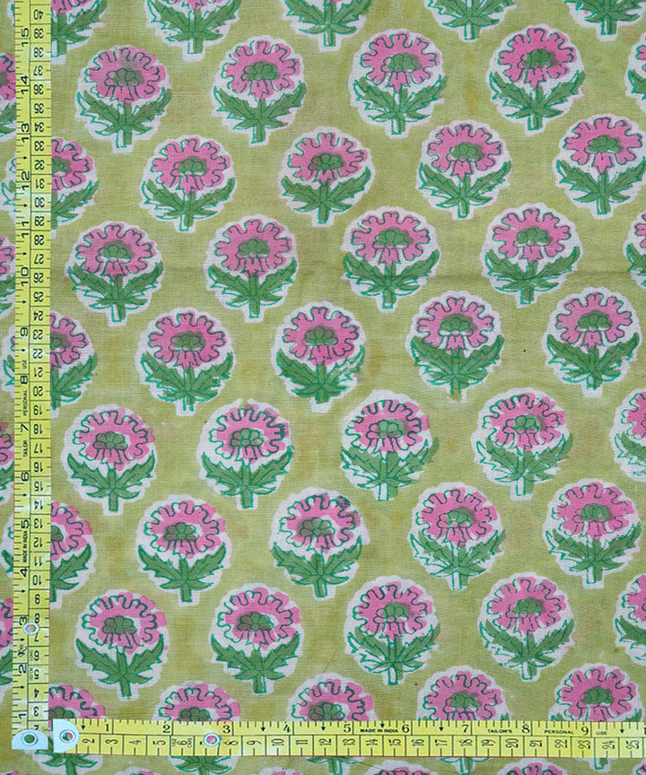 Light green hand block print cotton sanganeri fabrics