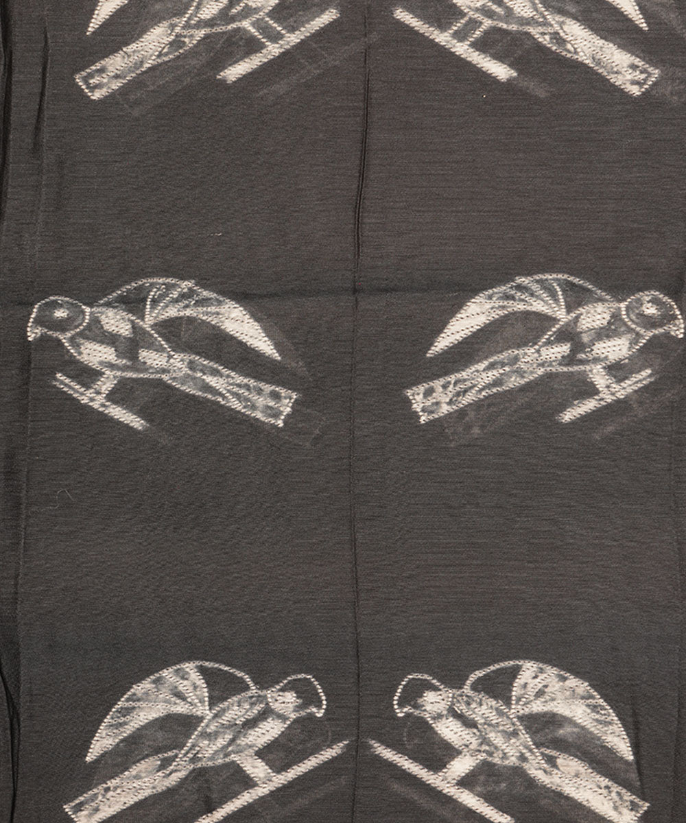 2.5m Black handcrafted cotton silk shibori kurta material