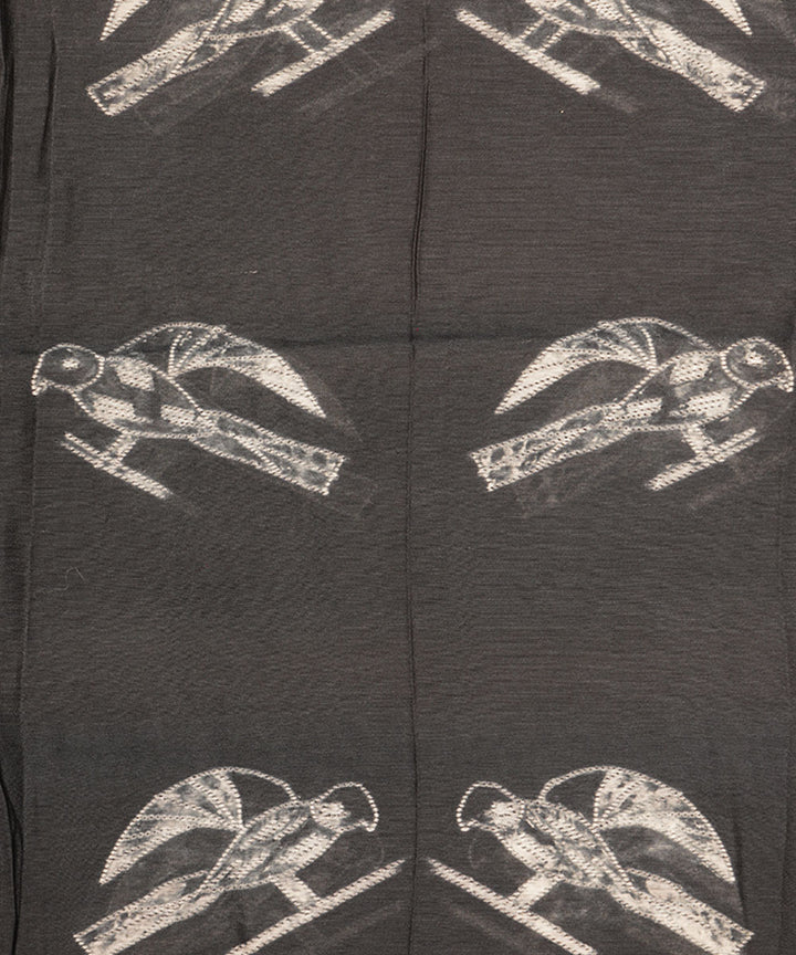 2.5m Black handcrafted cotton silk shibori kurta material