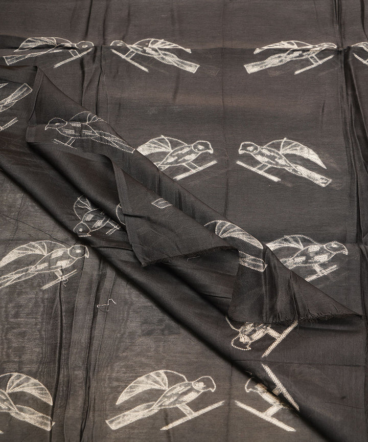 2.5m Black handcrafted cotton silk shibori kurta material