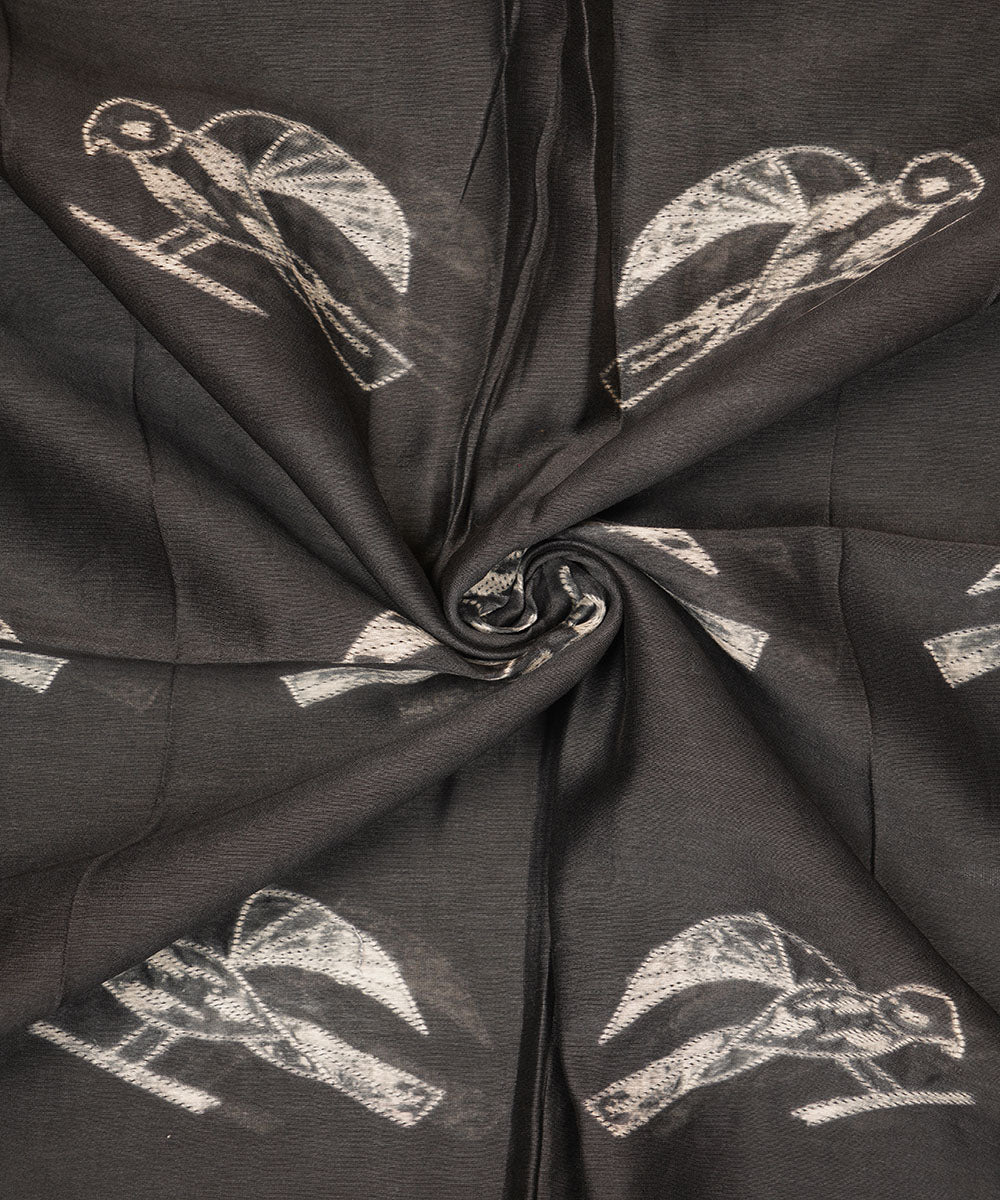 2.5m Black handcrafted cotton silk shibori kurta material