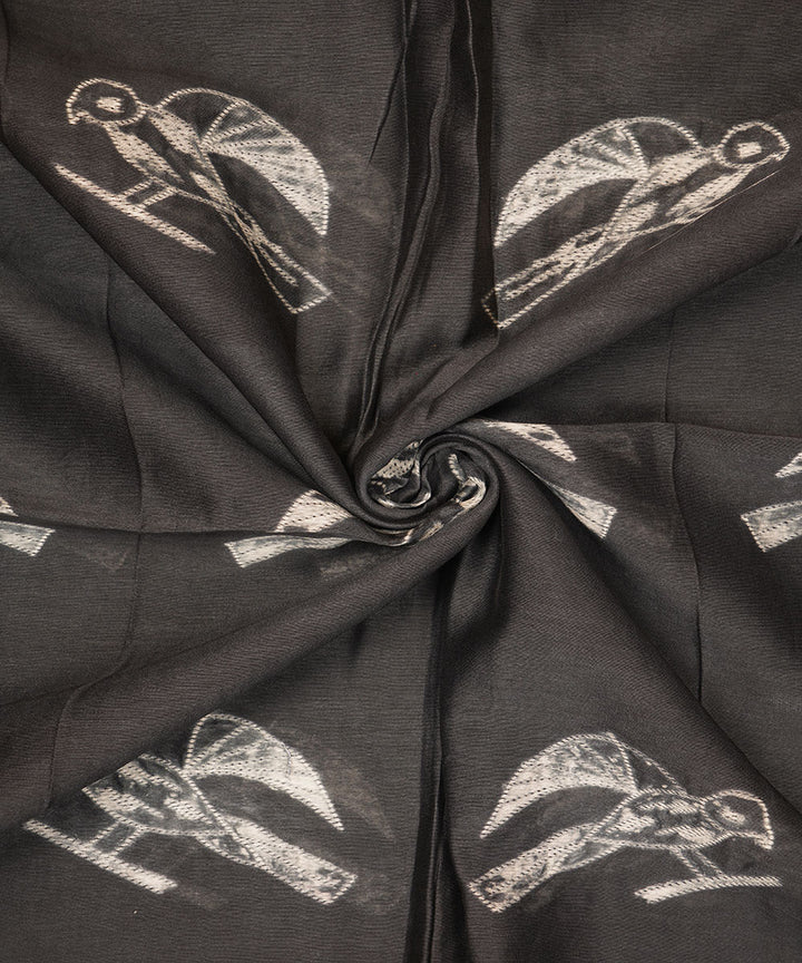 2.5m Black handcrafted cotton silk shibori kurta material