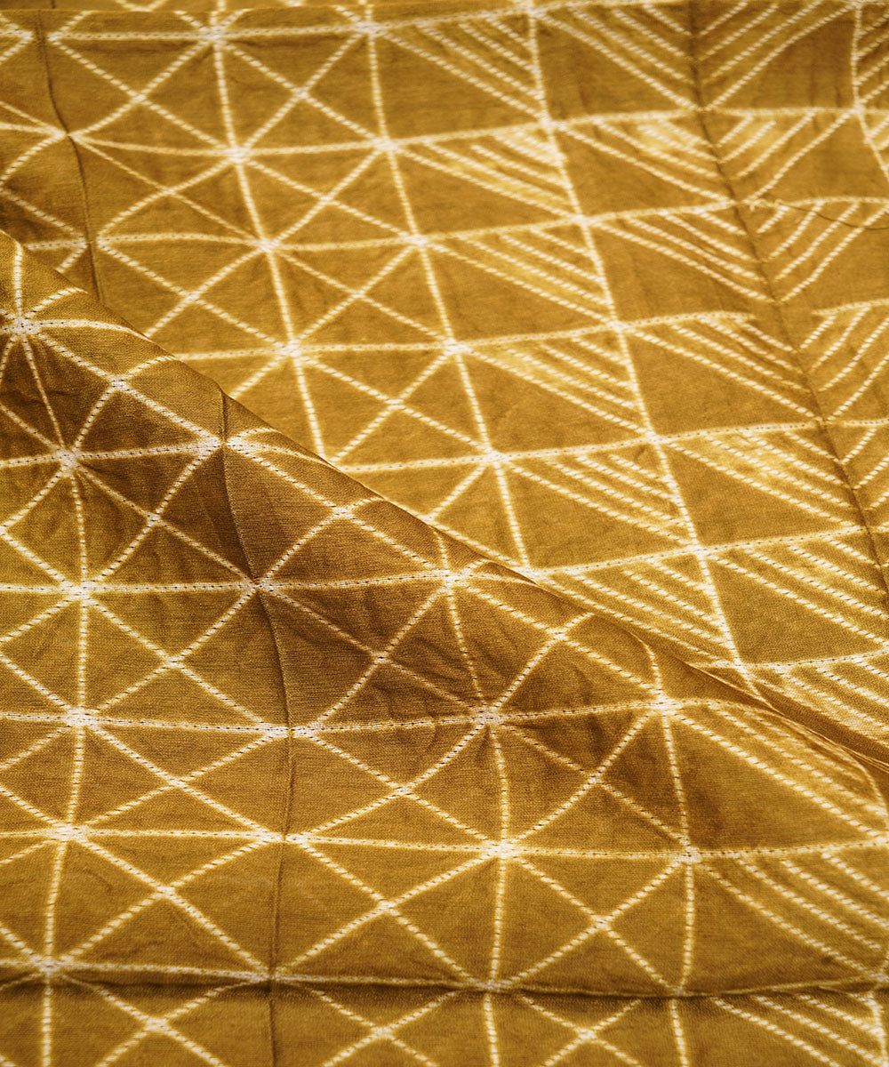 2.5m Olive green handcrafted cotton silk shibori kurta material
