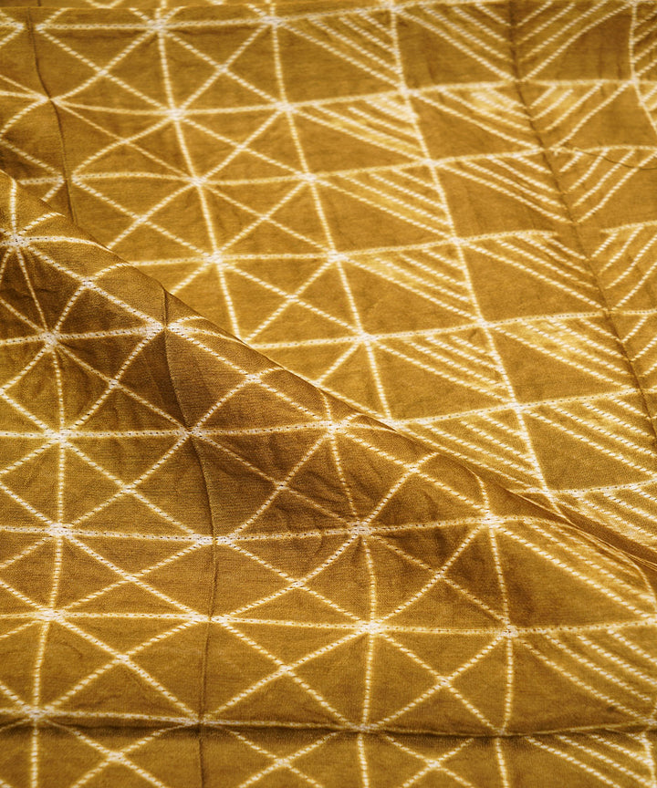2.5m Olive green handcrafted cotton silk shibori kurta material