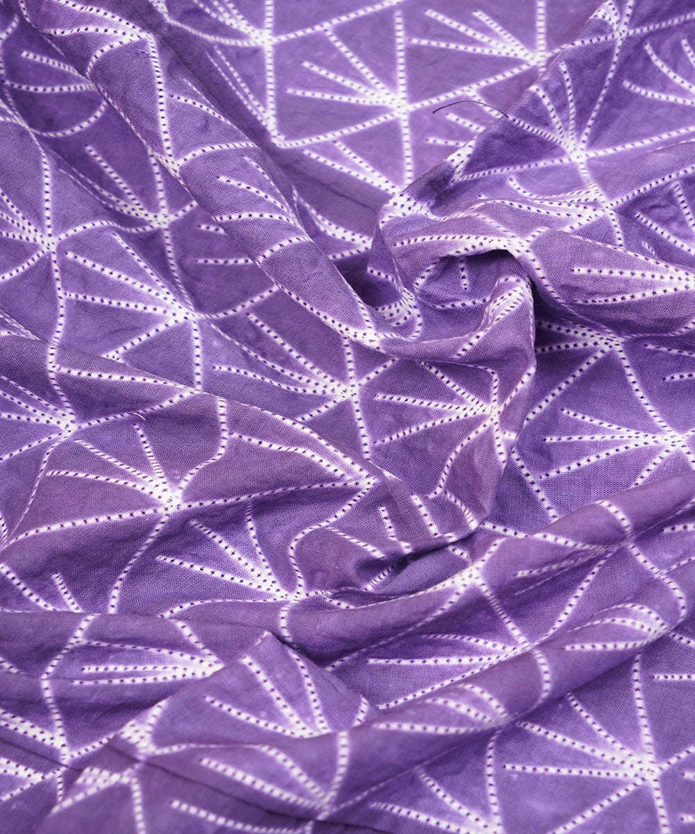 2.5m Purple handcrafted cotton shibori kurta material