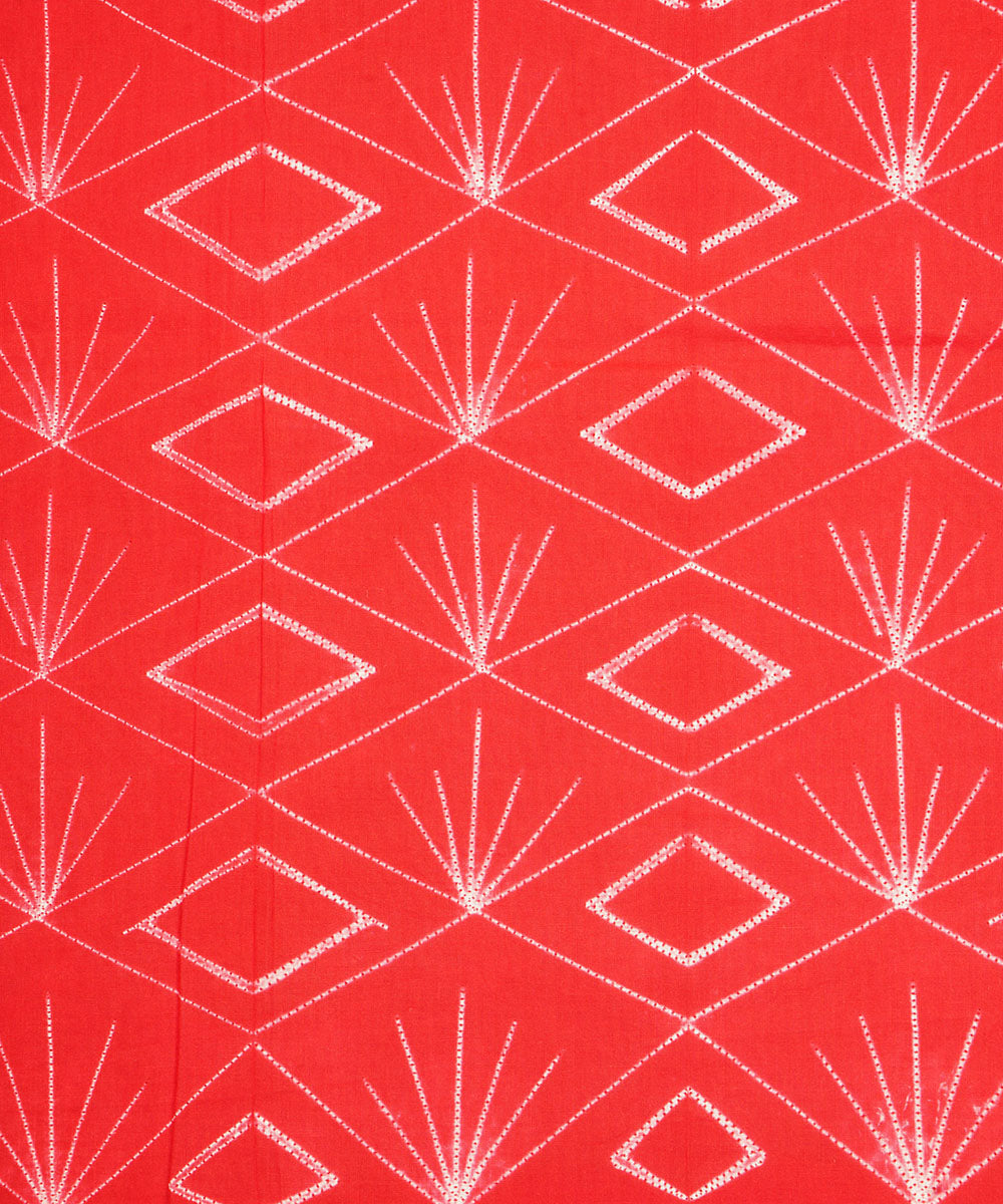 2.5m Red handcrafted cotton shibori kurta material