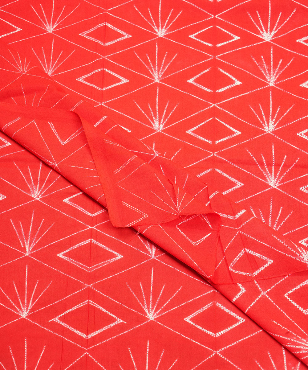 2.5m Red handcrafted cotton shibori kurta material