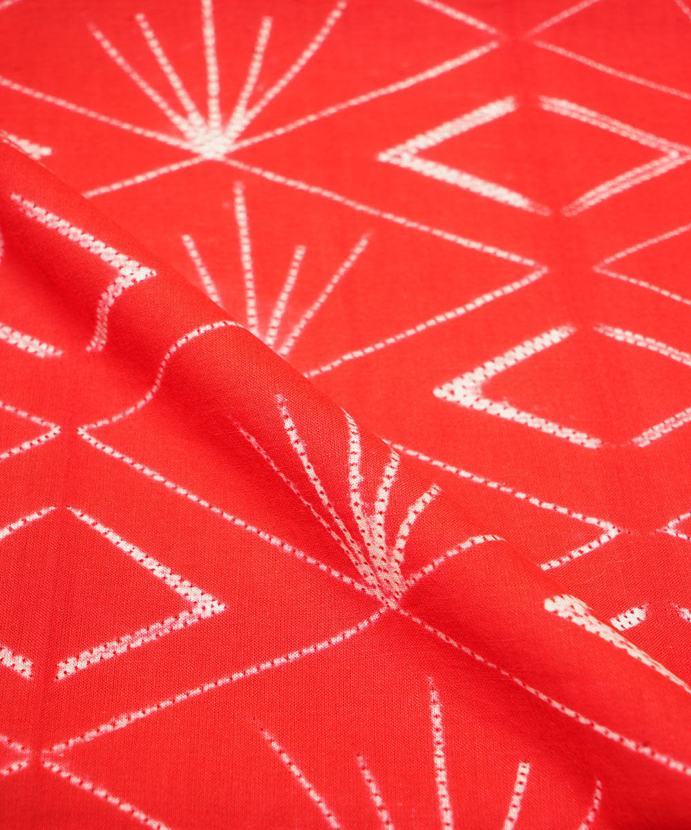 2.5m Red handcrafted cotton shibori kurta material