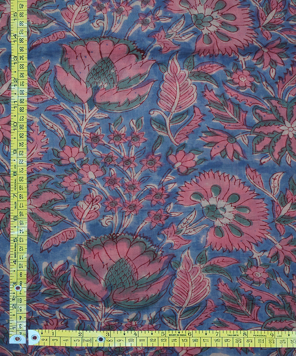0.65m Blue handblock print cotton sanganeri fabrics