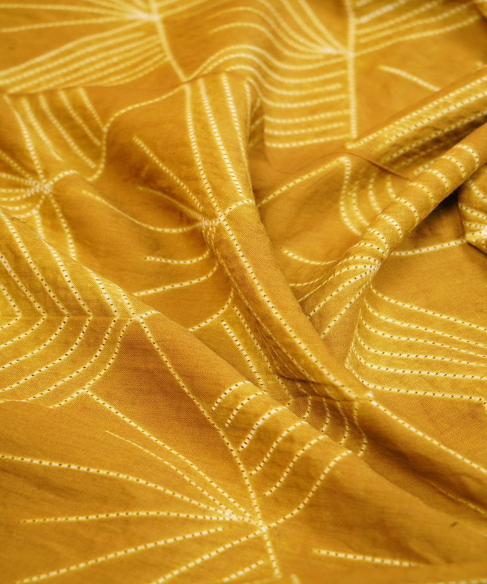 2.5m Mustard handcrafted cotton shibori kurta material