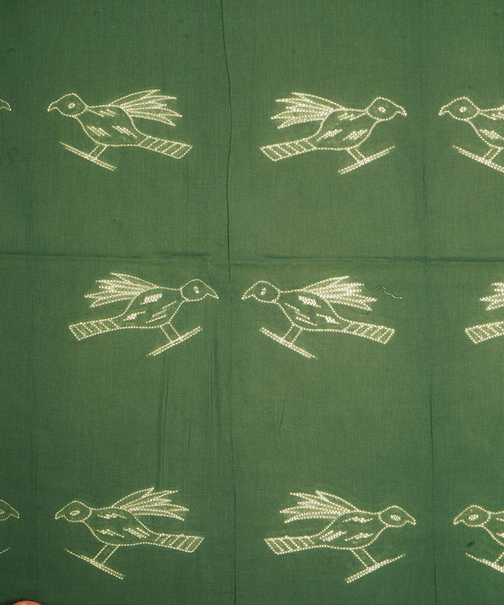 2.5m Green handcrafted cotton shibori kurta material