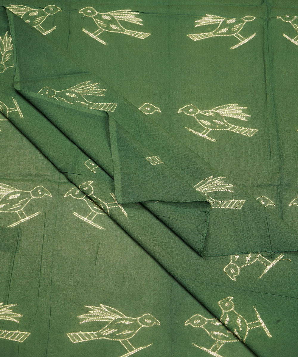 2.5m Green handcrafted cotton shibori kurta material