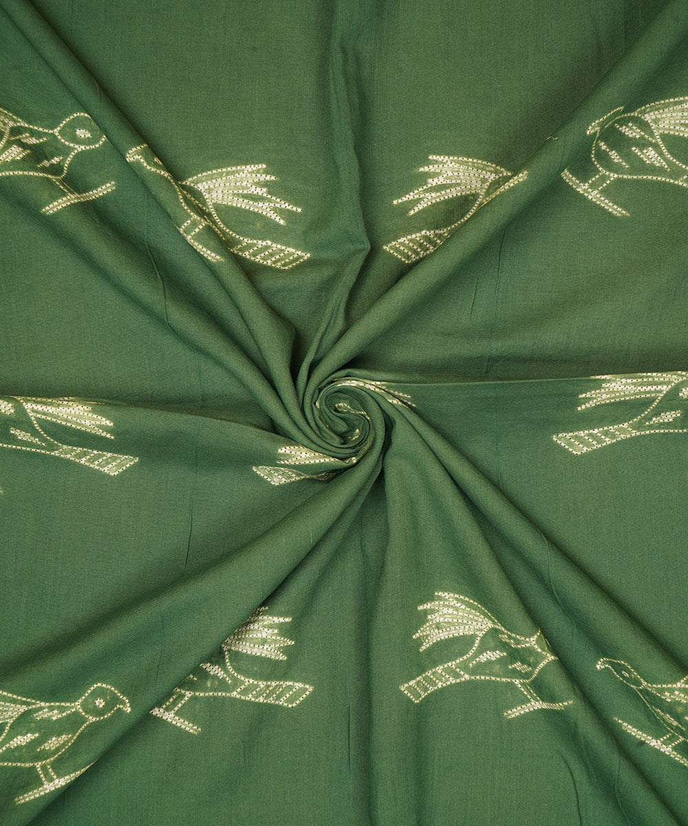 2.5m Green handcrafted cotton shibori kurta material