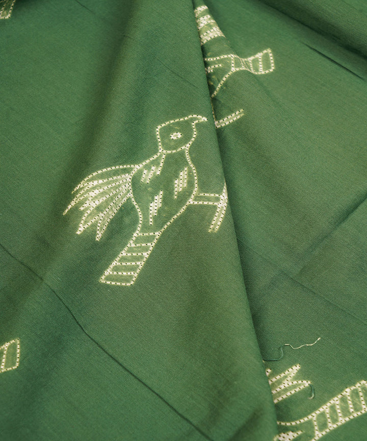 2.5m Green handcrafted cotton shibori kurta material