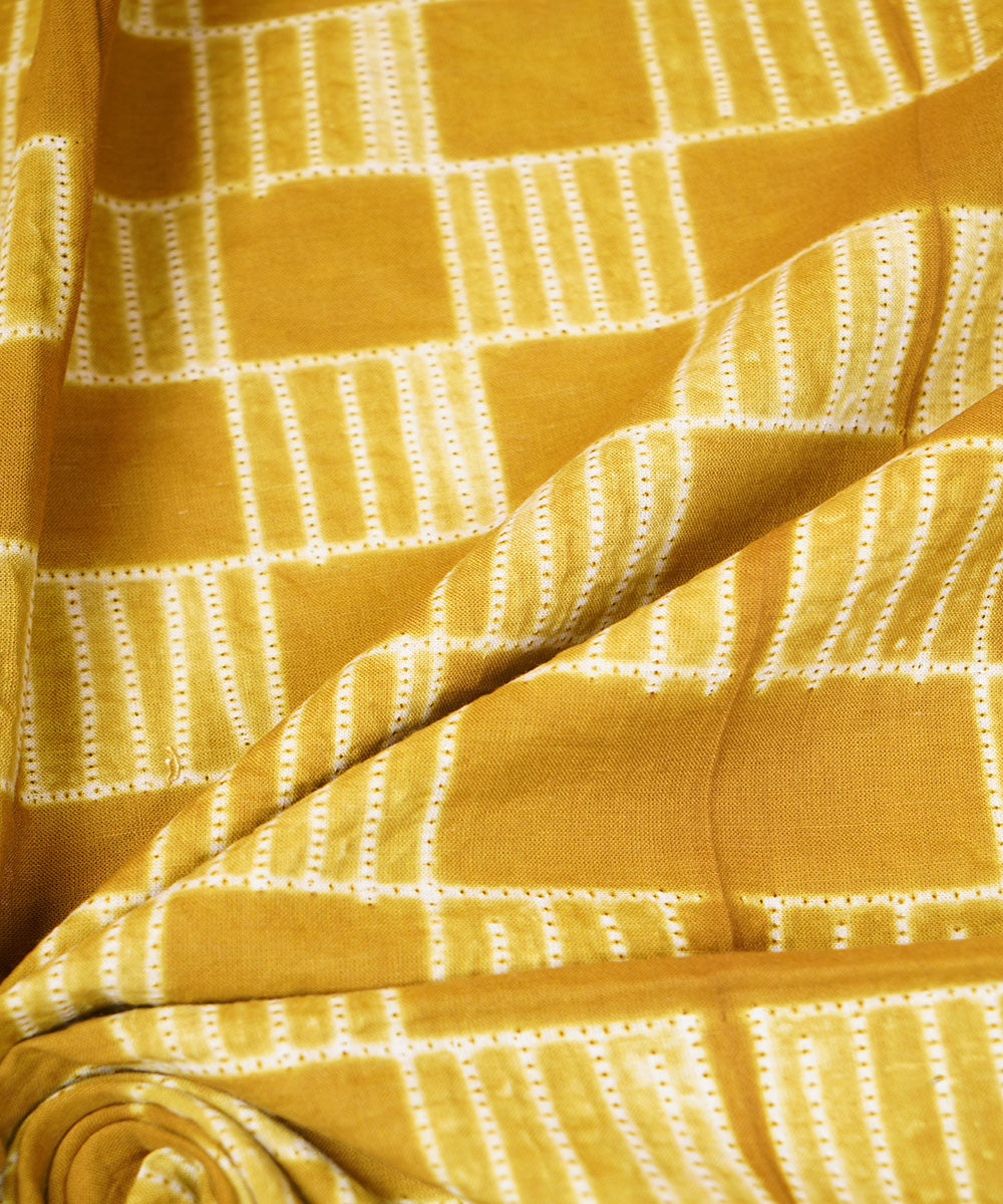 2.5m Olive Green handcrafted cotton shibori kurta material