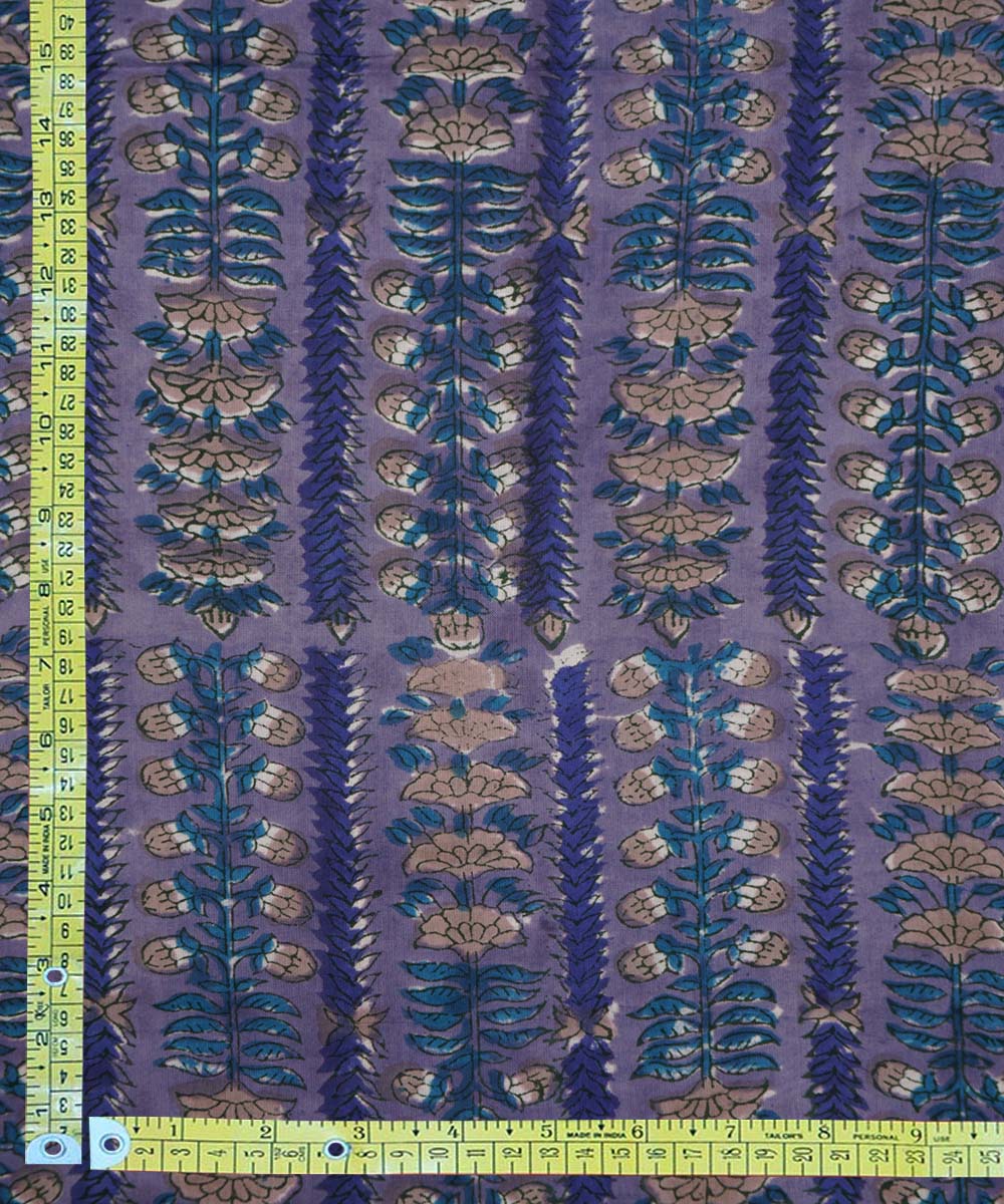 2.5m Purple hand block print cotton sanganeri kurta material