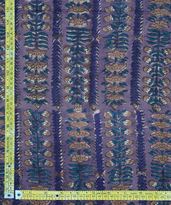 2.5m Purple hand block print cotton sanganeri kurta material