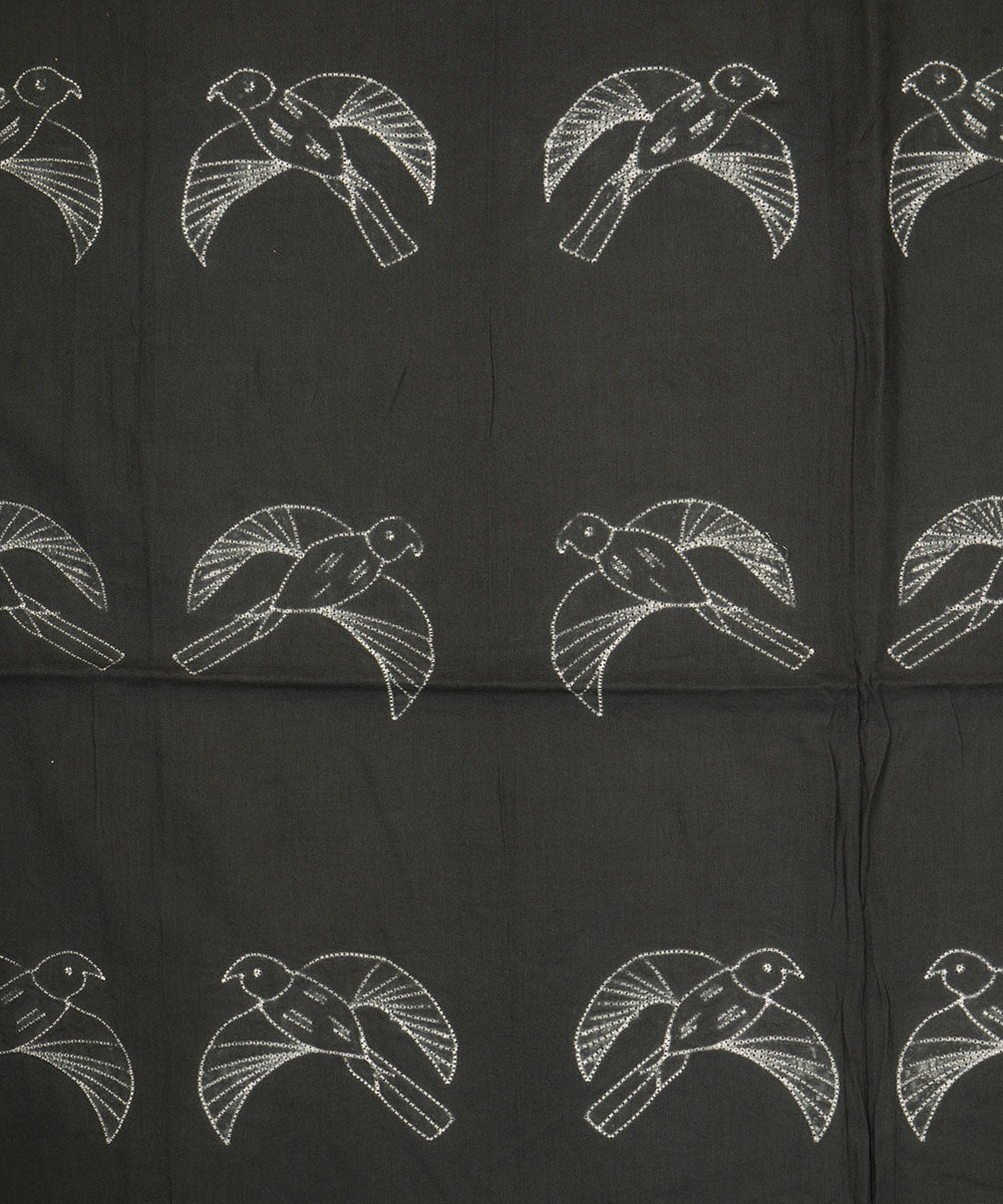 2.5 m Black hand crafted cotton shibori kurta material