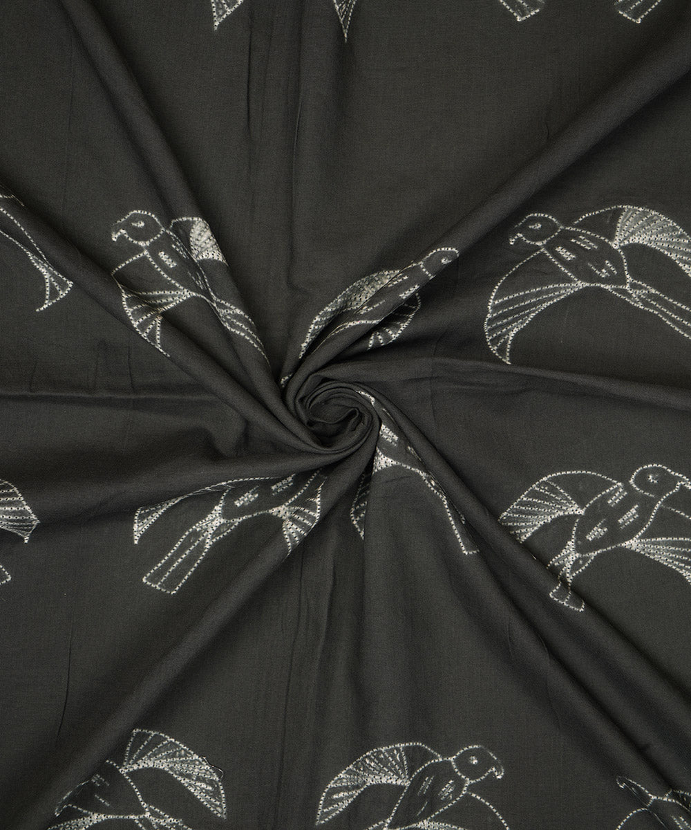 2.5 m Black hand crafted cotton shibori kurta material