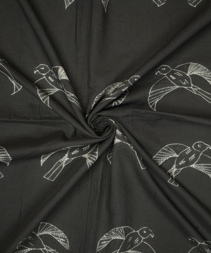 2.5 m Black hand crafted cotton shibori kurta material